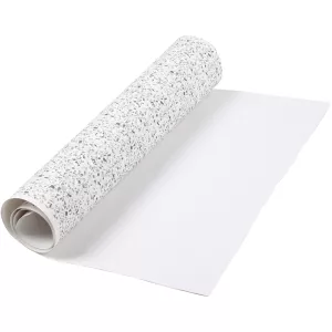 2: Læderpapir, terrazzo, B: 49,5 cm, folie,print, 350 g, hvid, 1 m/ 1 rl.