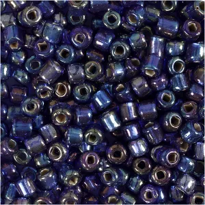8: Rocaiperler, diam. 4 mm, str. 6/0 , hulstr. 0,9-1,2 mm, blå olie, 25 g/ 1 pk.