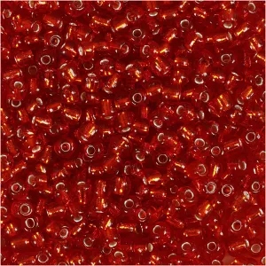 2: Rocaiperler, diam. 3 mm, str. 8/0 , hulstr. 0,6-1,0 mm, metal rød, 25 g/ 1 pk.