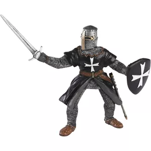 8: papo ridder stående sort med sværd, H: 11 cm, 1 stk.