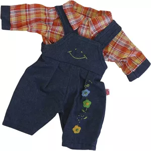 1: Dukketøj, skjorte og overalls, str. 35-45 cm, Farve kan variere, 1 sæt
