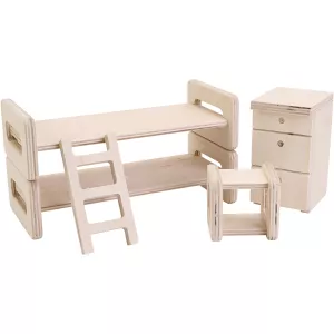 8: Dukkehusmøbler, Børneværelse, str. 6-21 cm, 3 stk./ 1 stk.