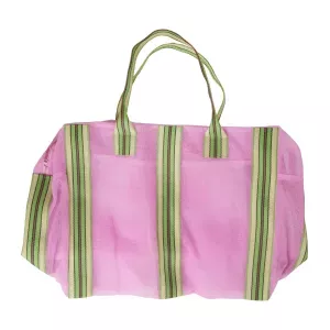 3: Rice - Genbrugs Weekendtaske Pink med Stribede Kanter