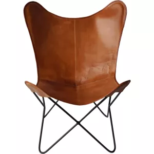 6: Trademark Living Bohemian loungestol i kraftigt læder - brun