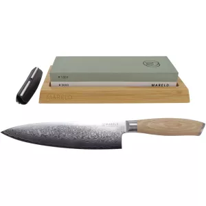 4: Mareld Japansk kokkekniv + slibesten startkit