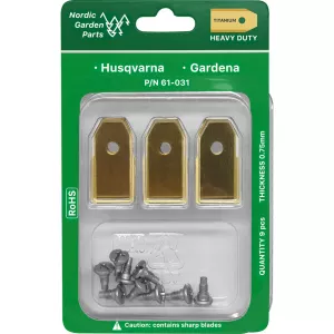 9: Nordic Garden Parts Husqvarna / Gardena Titaniumbelagt knive 0,75 mm 9 stk.