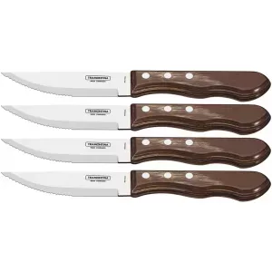 1: Tramontina Jumbo Grillknive med mørkebrunt skæfte, 4 stk.