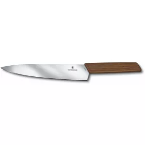 2: Victorinox Swiss Modern kokkekniv med skæfte i valnøddetræ, 22 cm.