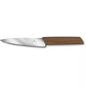 1: Victorinox Swiss Modern kokkekniv med skæfte i valnøddetræ, 15 cm.