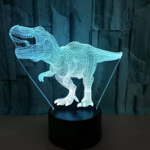 4: Dinosaurus 3D lampe. Flot Tyrannosaurus Rex lampe. Farveskift mellem 7 farver.