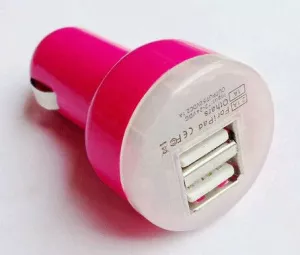 5: Dual USB billader til telefon, tablet mm. Hot pink.