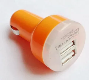 5: Dual USB billader til telefon, tablet mm. Orange.