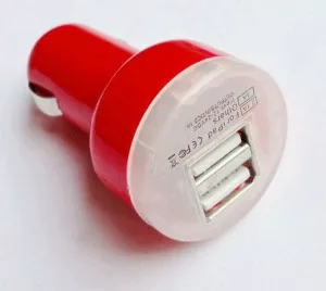 4: Dual USB billader til telefon, tablet mm. Rød.
