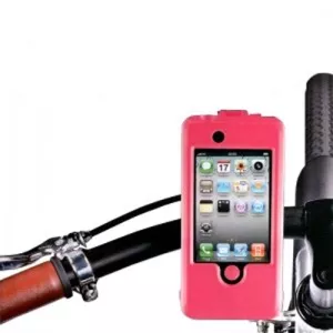 5: Vandtæt cykelholder / styrholder til iPhone 4 / 4S. Pink.