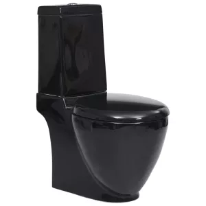 10: vidaXL keramisk toilet afløb i bunden rund sort