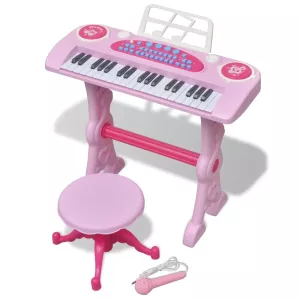 3: vidaXL legetøjskeyboard med skammel/mikrofon pink
