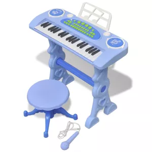 1: vidaXL legetøjskeyboard med skammel/mikrofon blå