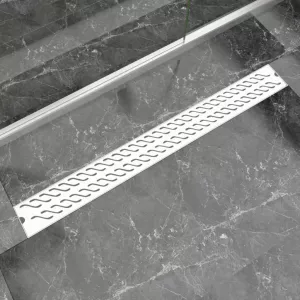 4: vidaXL Lineært bruseafløb bølgedesign 1030x140 mm rustfrit stål
