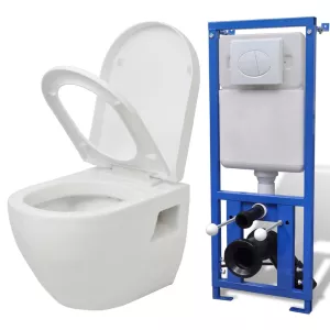 8: vidaXL vægophængt toilet med cisterne keramisk hvid