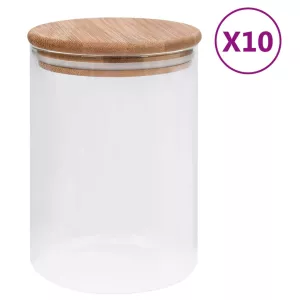 14: vidaXL opbevaringsglas med bambuslåg 10 stk. 260 ml