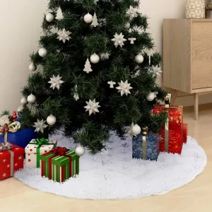 11: vidaXL luksuriøs skjuler til juletræsfod 150 cm kunstpels hvid