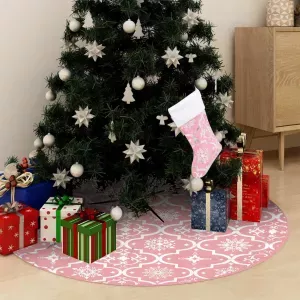 7: vidaXL luksuriøs skjuler til juletræsfod med julesok 122 cm stof pink