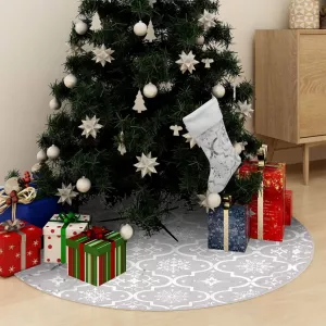 1: vidaXL luksuriøs skjuler til juletræsfod med julesok 150 cm stof hvid
