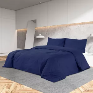 2: vidaXL sengetøj 200x200 cm bomuld marineblå