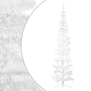 8: vidaXL kunstigt halvt juletræ med juletræsfod 210 cm smalt hvid