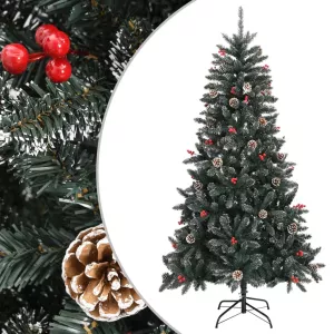10: vidaXL kunstigt juletræ med juletræsfod 180 cm PVC grøn