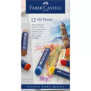 12: Farvekridt fra Faber Castell, oliepastelkridt, studiekvalitet, 12 stk. i æske