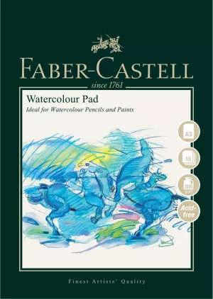 10: Akvareltilbehør fra Faber Castell, akvarelblok, A3, 300 g/m2, 10 ark