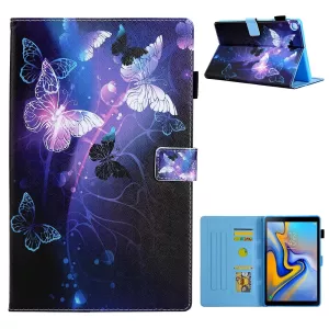 8: Samsung Galaxy Tab A7 10.4 (2020) - Læder cover / taske i printet design - Lilla sommerfugl