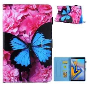 5: Samsung Galaxy Tab A7 10.4 (2020) - Læder cover / taske i printet design - Blå sommerfugl