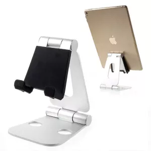 16: Universal aluminium desktop holder til smartphone/tablet - Sølv