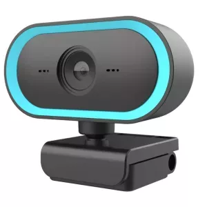 8: Vidvinkel Webkamera 2K HD - 360 grader roterbar - Blå