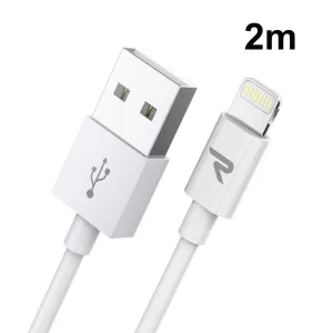 7: RAMPOW - Lightning USB opladerkabel - MFI certificeret - 2m - Hvid