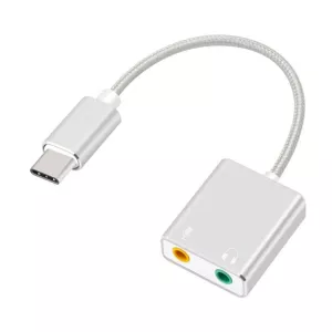10: USB-C Headset lydkort adapterkabel - Mikrofon + Lyd - Sølv
