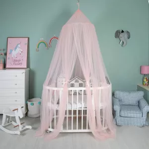 14: Myggenet - Dome Design til over baby / tremme seng - 300 x 60cm - Pink