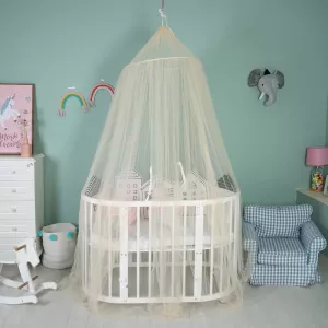 12: Myggenet - Dome Design til over baby / tremme seng - 300 x 60cm - Khaki