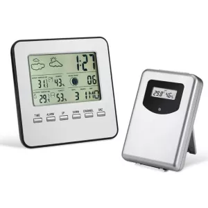 4: Trådløs digital vejrstation - Alarm klokke - Termometer - Fugtighed + meget mere