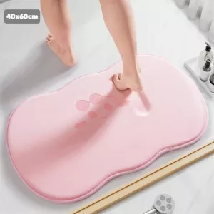 6: Badeværelsesmåtte / Gulvmåtte med memoryskum - 60 x 40 cm - Pink
