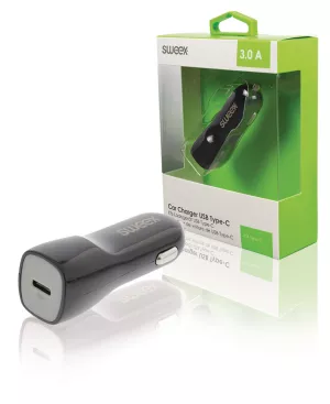 9: Sweex USB-C biloplader - til cigarettænderen - 3.0A - Sort