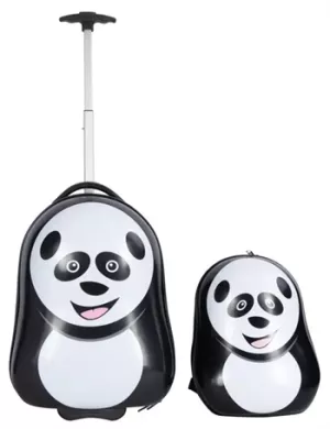1: Børnekuffert - Kabinekuffert på hjul med rygsæk - Pandaer - Rejsesæt til børn med panda