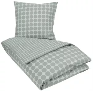 14: Sengetøj 150x210 cm - Circle green - Prikket sengetøj - 100% Bomuld - Borg Living sengesæt