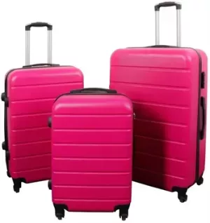 7: Kuffertsæt - 3 Stk. - Eksklusivt hardcase billige kufferter - Pink med striber