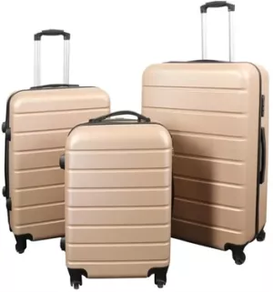 6: Kufferter - Sæt med 3 stk. - Eksklusivt hardcase kuffertsæt udsalg - Guldfarvet med striber