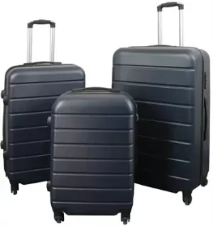 5: Kuffertsæt - 3 Stk. - Eksklusivt hardcase billig kufferter - Mørkeblåt med striber