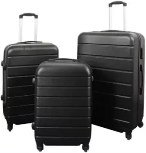 8: Kuffertsæt - 3 Stk. - Eksklusivt hardcase billige kufferter - Sort med striber