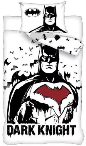 1: Batman sengetøj - 140x200 cm - Dark knight sengesæt - 2 i 1 design - Sengelinned i 100% bomuld